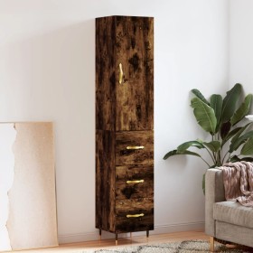 Aparador de madera contrachapada roble ahumado 34,5x34x180 cm de vidaXL, Aparadores - Ref: Foro24-3198838, Precio: 108,79 €, ...
