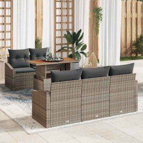 Conjunto de sofá de jardín 6 pcs Gris Poliratán