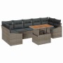 Conjunto de sofá de jardín con cojín 8 pcs Gris