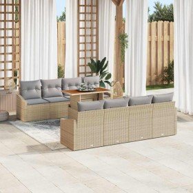 Conjunto de sofá de jardín 9 pcs Beige Poliratán en Conjuntos de jardín | Comprar online en Foro24