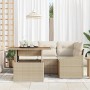 Conjunto de sofá de jardín 5 pcs Beige Poliratán