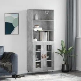 Hohes Sideboard aus betongrauem Sperrholz, 69,5 x 34 x 180 cm von vidaXL, Sideboards - Ref: Foro24-3189289, Preis: 128,64 €, ...
