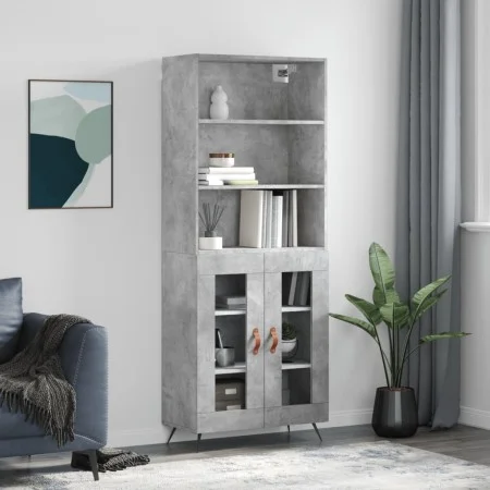 Aparador alto madera contrachapada gris hormigón 69,5x34x180 cm de vidaXL, Aparadores - Ref: Foro24-3189289, Precio: 128,32 €...