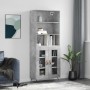 Aparador alto madera contrachapada gris hormigón 69,5x34x180 cm de vidaXL, Aparadores - Ref: Foro24-3189289, Precio: 137,64 €