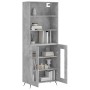 Aparador alto madera contrachapada gris hormigón 69,5x34x180 cm de vidaXL, Aparadores - Ref: Foro24-3189289, Precio: 137,64 €