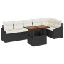 Conjunto de sofá de jardín 7 pcs Negro Poliratán