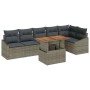 Conjunto de sofá de jardín 7 pcs Gris Poliratán