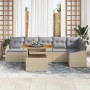 Conjunto de sofá de jardín 7 pcs Beige Poliratán