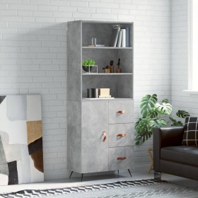Concrete gray plywood tall sideboard 69.5x34x180 cm by vidaXL, Sideboards - Ref: Foro24-3189417, Price: 149,12 €, Discount: %
