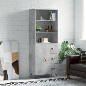 Concrete gray plywood tall sideboard 69.5x34x180 cm by vidaXL, Sideboards - Ref: Foro24-3189417, Price: 140,15 €, Discount: %