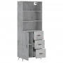Concrete gray plywood tall sideboard 69.5x34x180 cm by vidaXL, Sideboards - Ref: Foro24-3189417, Price: 139,85 €, Discount: %