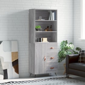 High sideboard sonoma gray plywood 69.5x34x180 cm by vidaXL, Sideboards - Ref: Foro24-3189419, Price: 152,99 €, Discount: %