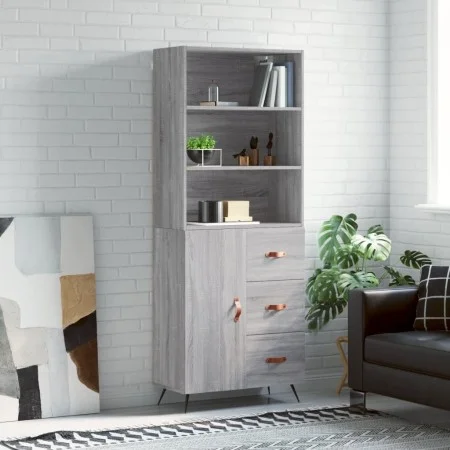 Aparador alto madera contrachapada gris sonoma 69,5x34x180 cm de vidaXL, Aparadores - Ref: Foro24-3189419, Precio: 144,05 €, ...