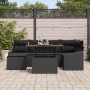 Conjunto de sofá de jardín 7 pcs Negro Poliratán