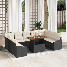 Conjunto de sofá de jardín 10 pcs Negro Poliratán