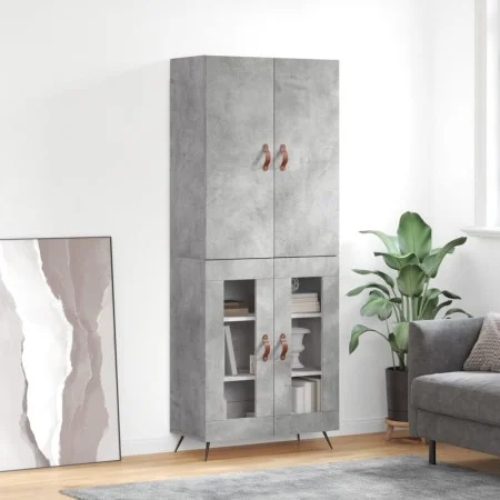 Aparador alto madera contrachapada gris hormigón 69,5x34x180 cm by vidaXL, Sideboards - Ref: Foro24-3195711, Price: 154,57 €,...