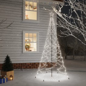 Árbol de Navidad con poste de metal 500 LEDs blanco frío 3 m