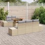 Conjunto de sofá de jardín 6 pcs Beige Poliratán