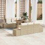 Conjunto de sofá de jardín 7 pcs Beige Poliratán