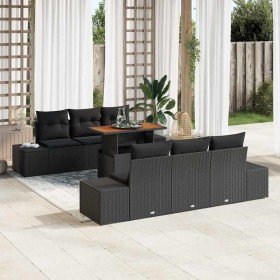Conjunto de sofá de jardín 7 pcs Negro Poliratán en Conjuntos de jardín | Comprar online en Foro24