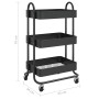 Carrito de cocina 3 niveles acero negro 43x34x79 cm