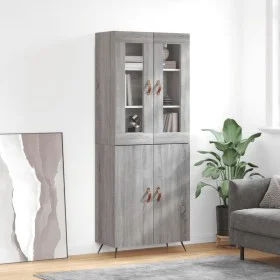 High sideboard sonoma gray plywood 69.5x34x180 cm by vidaXL, Sideboards - Ref: Foro24-3198191, Price: 155,78 €, Discount: %