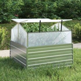 Arriate con invernadero plateado 100x100x85 cm de vidaXL, Maceteros y jardineras - Ref: Foro24-316882, Precio: 101,85 €, Desc...