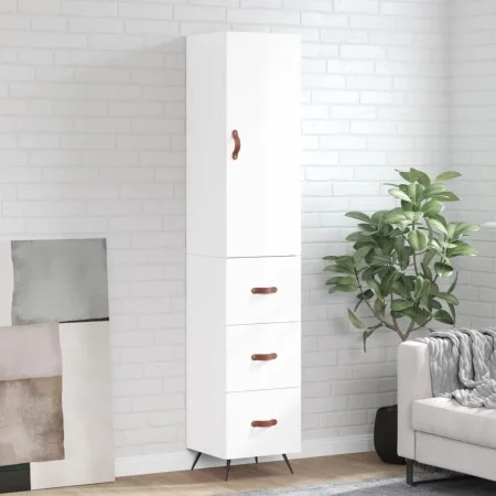 Aparador alto madera contrachapada blanco brillo 34,5x34x180 cm de vidaXL, Aparadores - Ref: Foro24-3198827, Precio: 116,55 €...