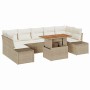 Conjunto de sofá de jardín 8 pcs Beige Poliratán