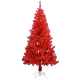 Árbol de Navidad artificial con soporte rojo PVC 150 cm