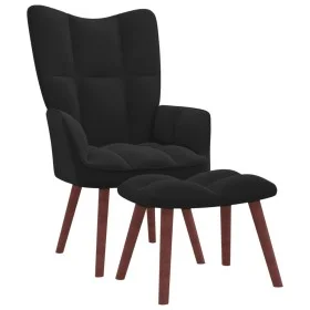 Sillón de relax con taburete terciopelo negro de vidaXL, Sillones - Ref: Foro24-328068, Precio: 120,99 €, Descuento: %