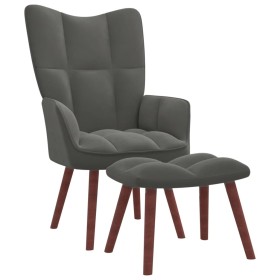 Sillón de relax con taburete terciopelo gris oscuro