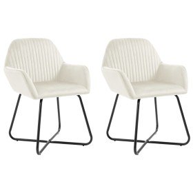 Sillas de comedor 2 unidades terciopelo crema Sillas de comedor 2 unidades terciopelo crema
