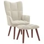 Sillón de relax con taburete terciopelo blanco crema de vidaXL, Sillones - Ref: Foro24-328071, Precio: 158,96 €, Descuento: %