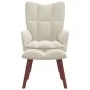 Sillón de relax con taburete terciopelo blanco crema de vidaXL, Sillones - Ref: Foro24-328071, Precio: 158,96 €, Descuento: %