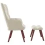 Sillón de relax con taburete terciopelo blanco crema de vidaXL, Sillones - Ref: Foro24-328071, Precio: 158,96 €, Descuento: %