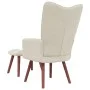 Sillón de relax con taburete terciopelo blanco crema de vidaXL, Sillones - Ref: Foro24-328071, Precio: 158,96 €, Descuento: %