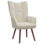 Sillón de relax con taburete terciopelo blanco crema de vidaXL, Sillones - Ref: Foro24-328071, Precio: 158,96 €, Descuento: %