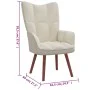 Sillón de relax con taburete terciopelo blanco crema de vidaXL, Sillones - Ref: Foro24-328071, Precio: 158,96 €, Descuento: %