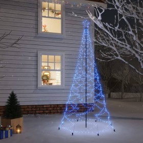 Árbol de Navidad con poste de metal 500 LEDs azul 3 m