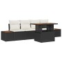 Conjunto de sofá de jardín 5 pcs Negro Poliratán