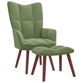 Relaxation armchair with light green velvet stool by vidaXL, Armchairs - Ref: Foro24-328065, Price: 128,90 €, Discount: %