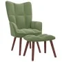 Sillón de relax con taburete de terciopelo verde claro de vidaXL, Sillones - Ref: Foro24-328065, Precio: 124,73 €, Descuento: %
