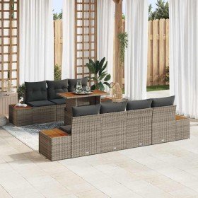 Conjunto de sofá de jardín 8 pcs Gris Poliratán