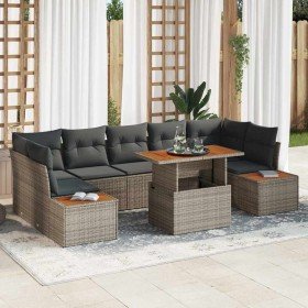 Conjunto de sofá de jardín 8 pcs Gris Poliratán Conjunto de sofá de jardín 8 pcs Gris Poliratán