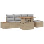 Conjunto de sofá de jardín 6 pcs Beige Poliratán