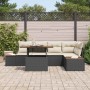 Conjunto de sofá de jardín 6 pcs Negro Poliratán