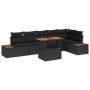 Conjunto de sofá de jardín 7 pcs Negro Poliratán