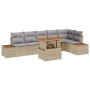 Conjunto de sofá de jardín 7 pcs Beige Poliratán