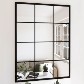 Espejo de pared metal negro 80x60 cm